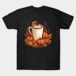 Autumn Coffee, Halloween Pumpkin Latte Drink Cup T-Shirt